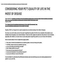 Considering your pet quality of life